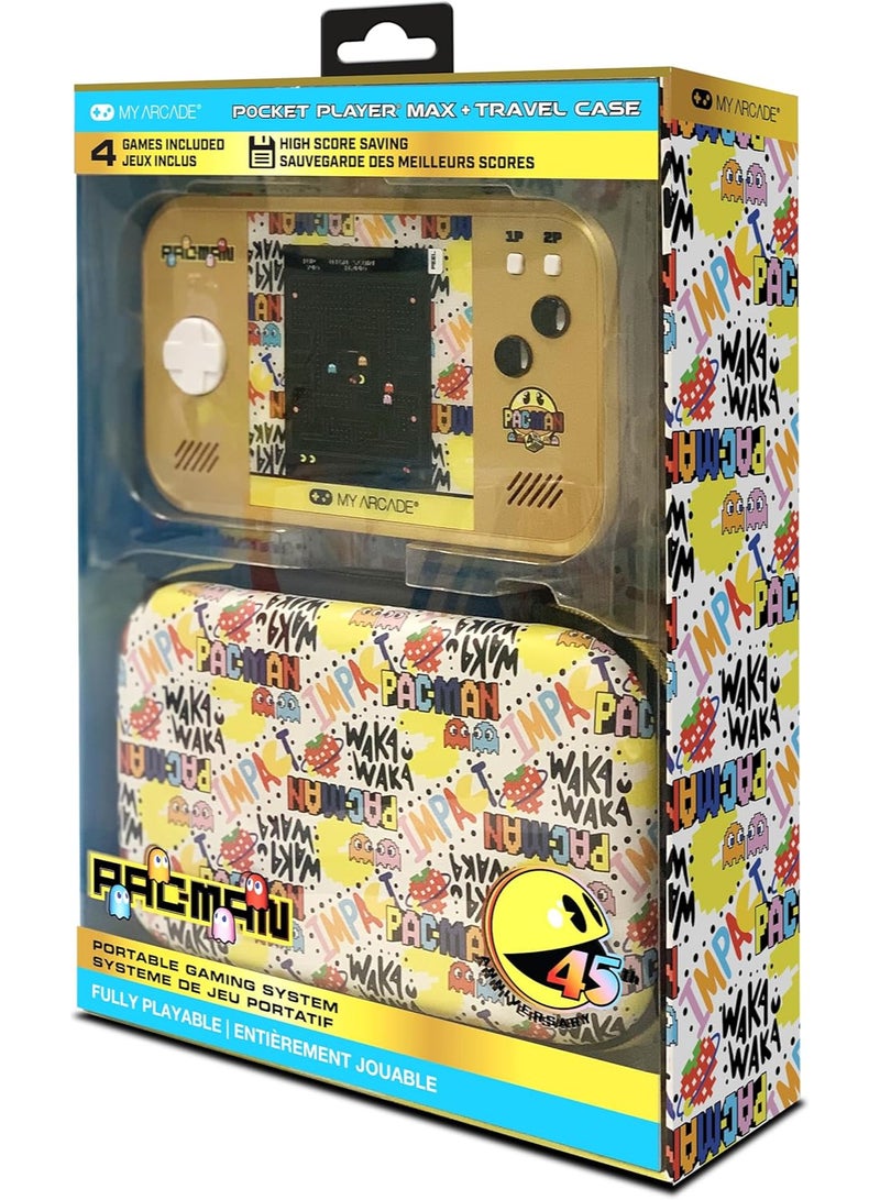 My Arcade Pac-Man Pocket Player Max: Pac-Man 45th Anniversary Retro Game Console, Rechargeable Battery, 4 Classic Games in 1, Arcade Gaming, Includes Case - Image 1